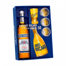 Coffret Ricard années 50 s 1 bouteille 70 cl + 4 verres + 1 carafe