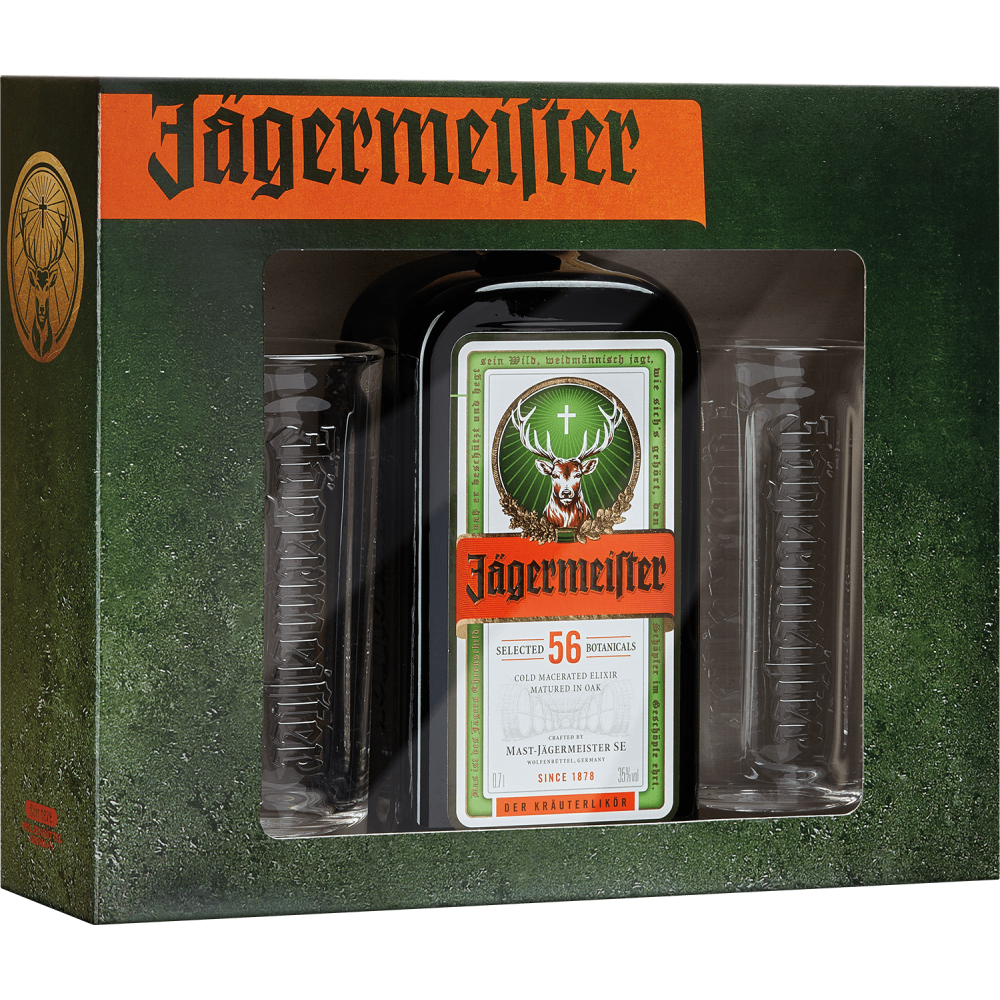 Coffret JAGERMEITER 1 bouteille 70cl + 2 verres Allemagne