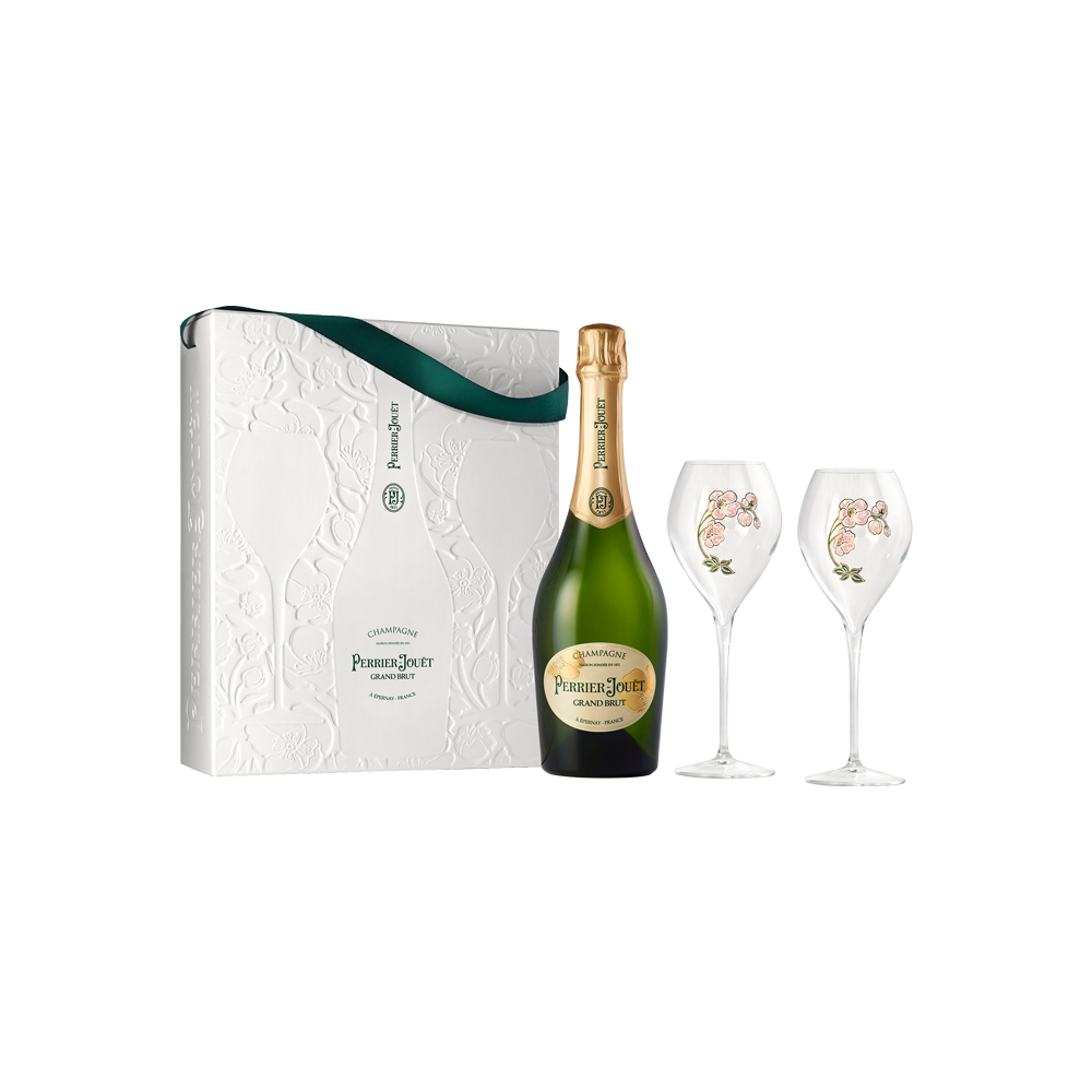 Coffret Perrier-Jouët Grand Brut GreenBox +2 flûtes