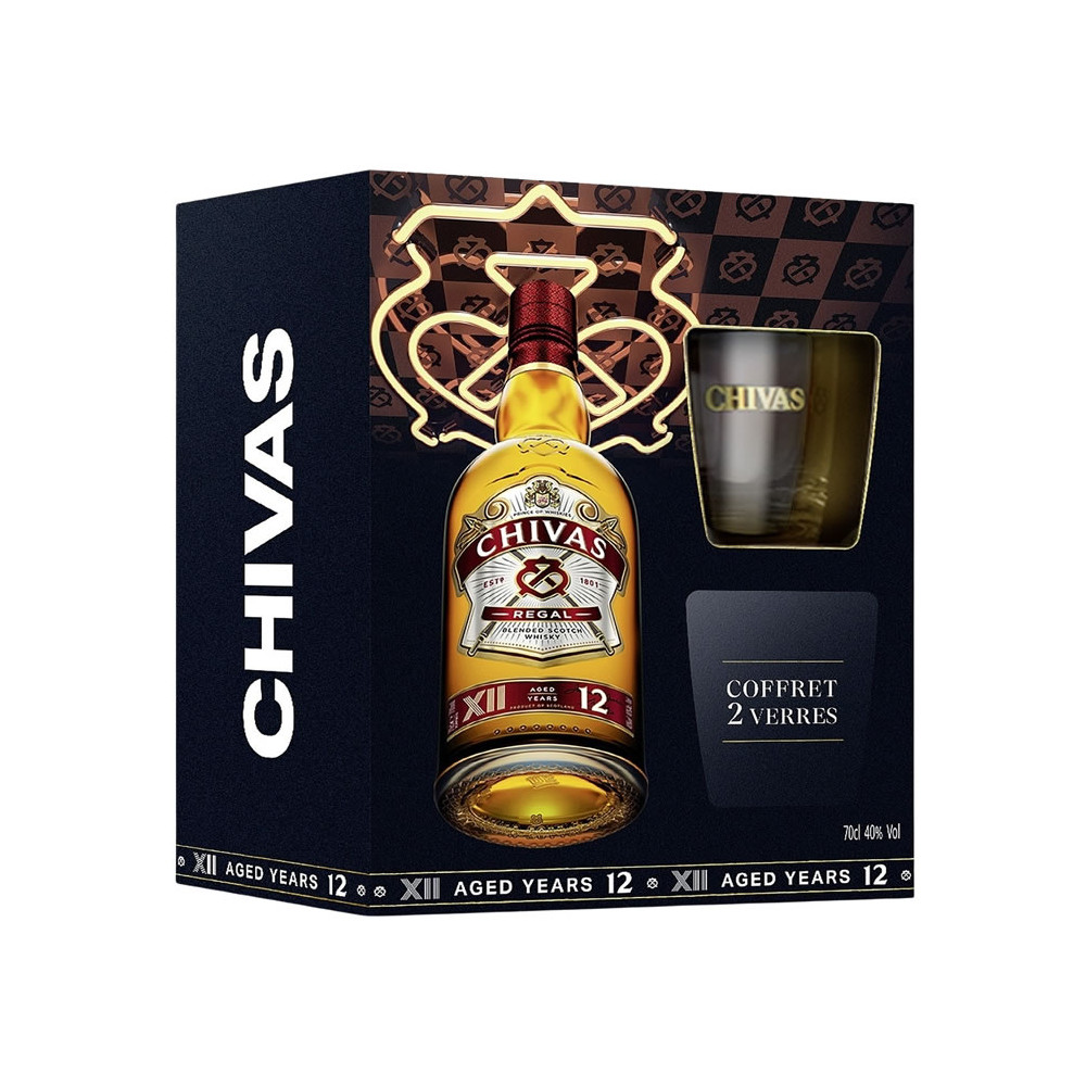 Coffret Chivas 12 ans Régal  Whisky Blended 70cl + 2 verres   -  Ecosse