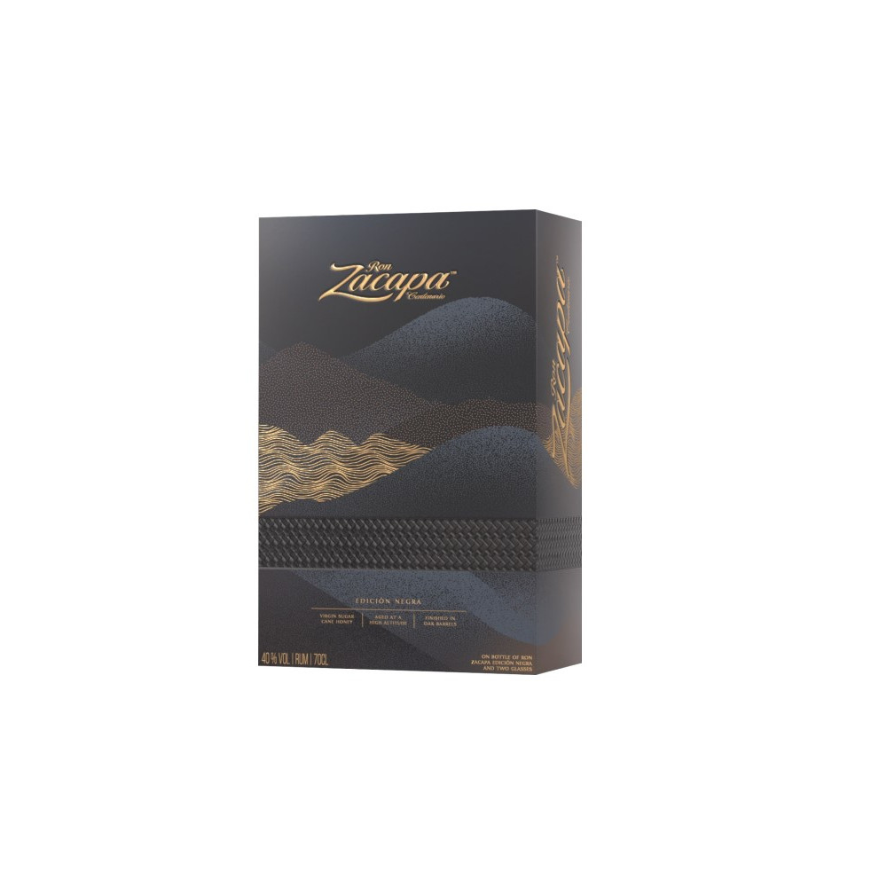 ZACAPA Edicion NEGRA Rhum Coffret + 2 VERRES Guatemala