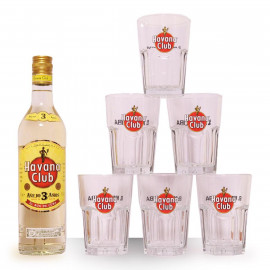 Rhum Havana Club 3 ans 70cl + 6 verres Havana